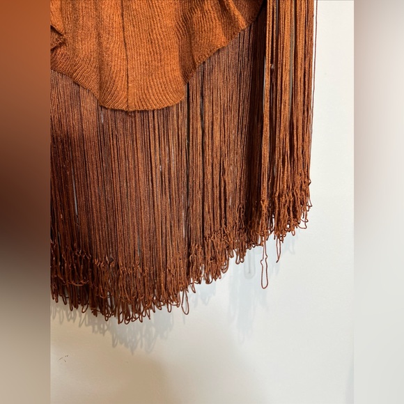 Free People Understated Leather Cabaret Cowboy Knitted Ruffles Skirt M/L - Picture 5 of 8